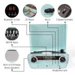 Crosley 7-in-1 Bluetooth Vinyl Record Player, Aqua