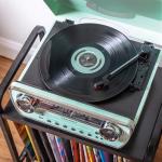 Crosley 7-in-1 Bluetooth Vinyl Record Player, Aqua