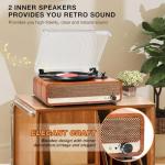 Vintage Wooden Bluetooth Turntable with Speakers
