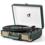 Vintage Dark Green Suitcase Turntable with Bluetooth