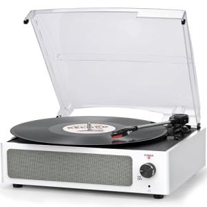 Vintage Vinyl Record Player with Wireless Speakers