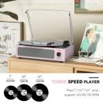 WOCKODER Bluetooth Vinyl Record Player in Light Pink
