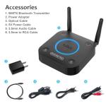1Mii Bluetooth 5.3 TV Transmitter for Headphones/Speakers