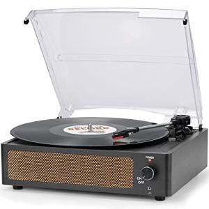 Vintage 3-Speed Vinyl Record Player with Speakers