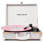 Pink Floral Bluetooth Vinyl Record Player with USB