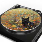 Cute Cat Floral Turntable Slipmat for Vinyl