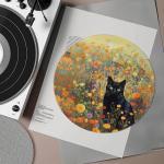 Cute Cat Floral Turntable Slipmat for Vinyl
