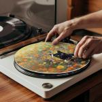 Cute Cat Floral Turntable Slipmat for Vinyl