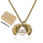 Sunflower Music Box with Engraved Locket Necklace