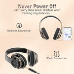 Falebare Bluetooth Headphones Over Ear, 6S Wireless Headphones Wired with 6 EQ Modes, 40 Hours Playtime Foldable HiFi Stereo Headset with Microphone, FM/TF for Cellphone/PC/Work (Black & Gold)