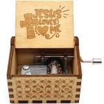 ukebobo Wooden Music Box - Jesus Loves Me Music Box, Gifts for Christian, Woman, Kids - 1 Set(02)
