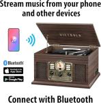 Victrola Hawthorne – 3-Speed (33 1/3, 45, 78 RPM) Bluetooth Record Player with CD, Cassette, FM Radio, & Built-in Stereo Speakers, RCA Out & Aux in, Wireless Music Streaming (Espresso)
