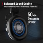 FIFINE Studio Monitor Headphones for Recording, Wired Headphones with 50mm Driver, Over Ear Headset with Detachable Cables 3.5mm or 6.35mm Jack, Black, on PC/Mixer/Amplifier-H8
