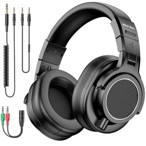 New Bee Wired Over Ear Headphones, Studio Headphones with 50mm Drivers and 6.35mm & 3.5mm Jack DJ Headphones for Studio Monitor & Mixing DJ Guitar AMP Podcast Piano Keyboard