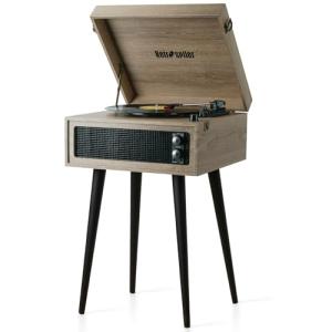 3-Speed Record Player, Bluetooth Turntable with Built-in Speakers and Detachable Legs,USB Playback& Vinyl-USB Recorder, Oatmeal