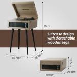 3-Speed Record Player, Bluetooth Turntable with Built-in Speakers and Detachable Legs,USB Playback& Vinyl-USB Recorder, Oatmeal