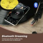3-Speed Record Player, Bluetooth Turntable with Built-in Speakers and Detachable Legs,USB Playback& Vinyl-USB Recorder, Oatmeal