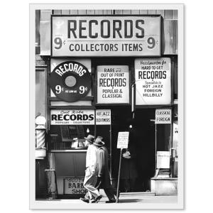 VERENIX Fashion Black And White Photography Wall Art Vintage Preppy Record Shop Poster Retro Trendy Music Art Aesthetic Canvas Print for Music Lovers Gifts 12x16 inch Unframed
