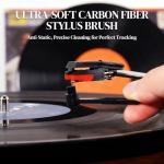 Vinyl Record Cleaner Kit - 6-in-1 Vinyl Records Cleaning Kit Includes Soft Velvet Record Brush, Cleaning Liquid, Stylus Brush, Cleaning Brush, Cleaning Cloth and Storage Bag