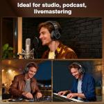 New Bee Wired Over Ear Headphones, Studio Headphones with 50mm Drivers and 6.35mm & 3.5mm Jack DJ Headphones for Studio Monitor & Mixing DJ Guitar AMP Podcast Piano Keyboard