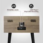 3-Speed Record Player, Bluetooth Turntable with Built-in Speakers and Detachable Legs,USB Playback& Vinyl-USB Recorder, Oatmeal