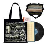 HumminGuru Vinyl Record Bag - Heavy-Duty Cotton Canvas Tote Bag, Large Capacity Holds 30+ LP Albums & 15” Laptop & Books - Durable Lightweight Carrier for Music Lovers & Collectors for Vinyl Shopping