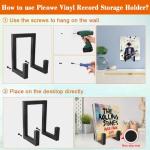 Picowe Vinyl Record Storage Holder, Black LP Display Rack Organizer, Metal Record Stand (1 Pack)