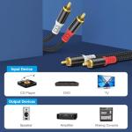 HOSONGIN RCA Audio Cable 3.3FT - Dual Shielded Noise Free Durable Braided Male to Male Long Audio Cord for Home Theater/Amplifier/Speaker/Audio Receiver/Vinyl Record Player/SoundBar - 3.3 feet