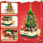 Shemira 594 PCS Christmas Tree Building Block Toy Set, Rotating Christmas Music Box, Toy Building Sets, for Kids Boys Girls Teens, Christmas Toys Decoration for Kids Adult, Green