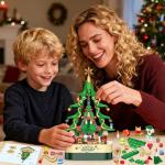 Shemira 594 PCS Christmas Tree Building Block Toy Set, Rotating Christmas Music Box, Toy Building Sets, for Kids Boys Girls Teens, Christmas Toys Decoration for Kids Adult, Green
