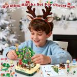 Shemira 594 PCS Christmas Tree Building Block Toy Set, Rotating Christmas Music Box, Toy Building Sets, for Kids Boys Girls Teens, Christmas Toys Decoration for Kids Adult, Green