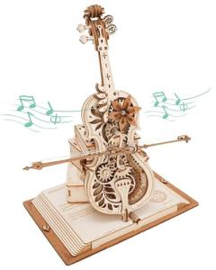 3D Wooden Cello Model Kit Music Box Puzzle