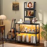 Kepptory Tall Record Player Stand with LED Lights