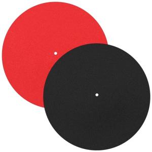 2-Pack 12in Felt Record Player Mats - Black/Red
