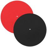 2-Pack 12in Felt Record Player Mats - Black/Red