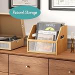 Bamboo Vinyl Record Storage Box and Organizer