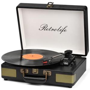 Retrolife Bluetooth Portable Turntable with Speakers
