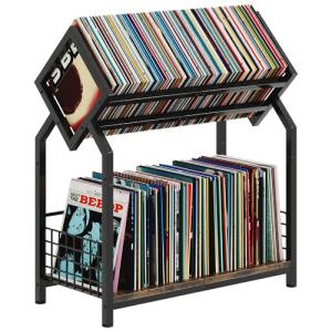 2-Tier Vinyl Record Storage Rack for 300 LPs
