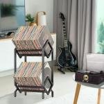 2-Tier Metal Vinyl Record Storage Rack - Black