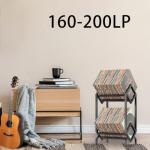 2-Tier Metal Vinyl Record Storage Rack - Black