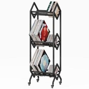 Simoretus Mobile 3 Tier Vinyl Record Storage Rack