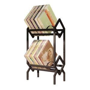 Double Layer Vinyl Record Storage Shelf - Matte Black