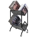 SwaaVee 2-Tier Vinyl Record Storage Holder with Wheels