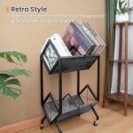 SwaaVee 2-Tier Vinyl Record Storage Holder with Wheels