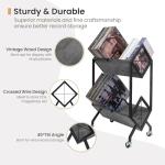 SwaaVee 2-Tier Vinyl Record Storage Holder with Wheels