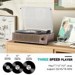 Vintage Turntable with Speakers and Wireless Playback