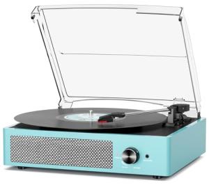 Sky Blue Vinyl Record Player with Bluetooth Speakers