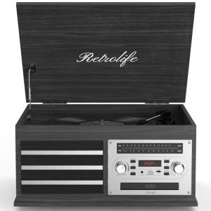 10-in-1 Vinyl Record Player with Bluetooth and Speakers