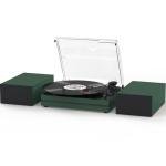 Sleek Dark Green Vinyl Record Player with Speakers