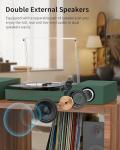 Sleek Dark Green Vinyl Record Player with Speakers